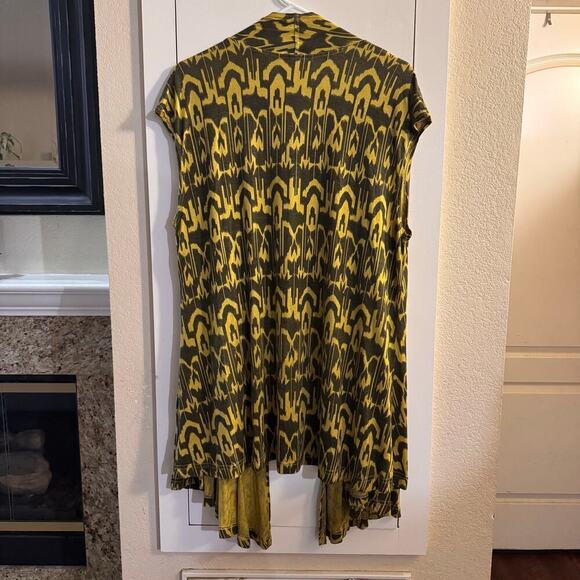 Bryn Walker Open Sleeveless Waterfall Cardigan Vest Abstract Print Medium - Picture 2 of 4